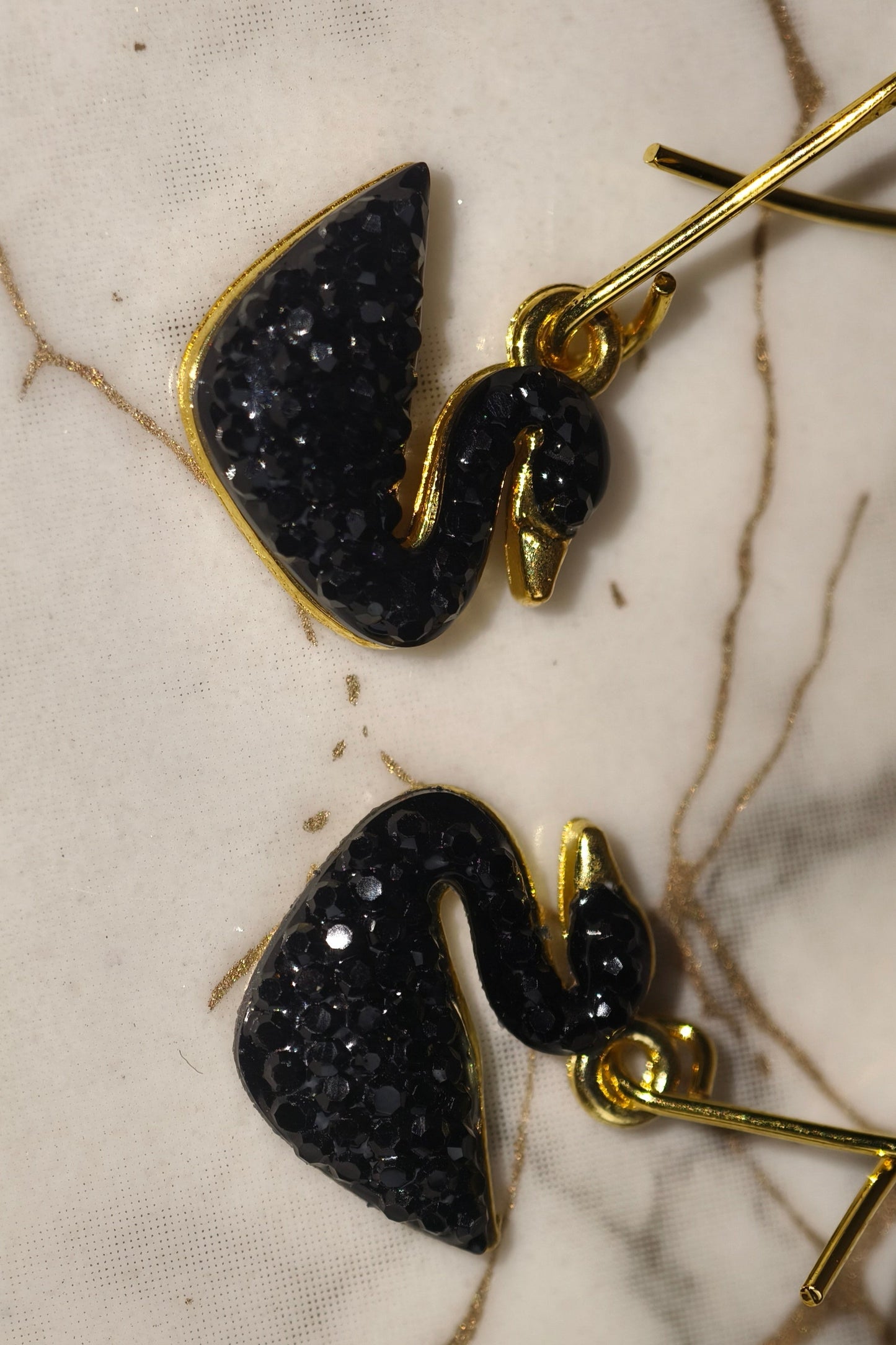 Black Swan Hoop Earrings