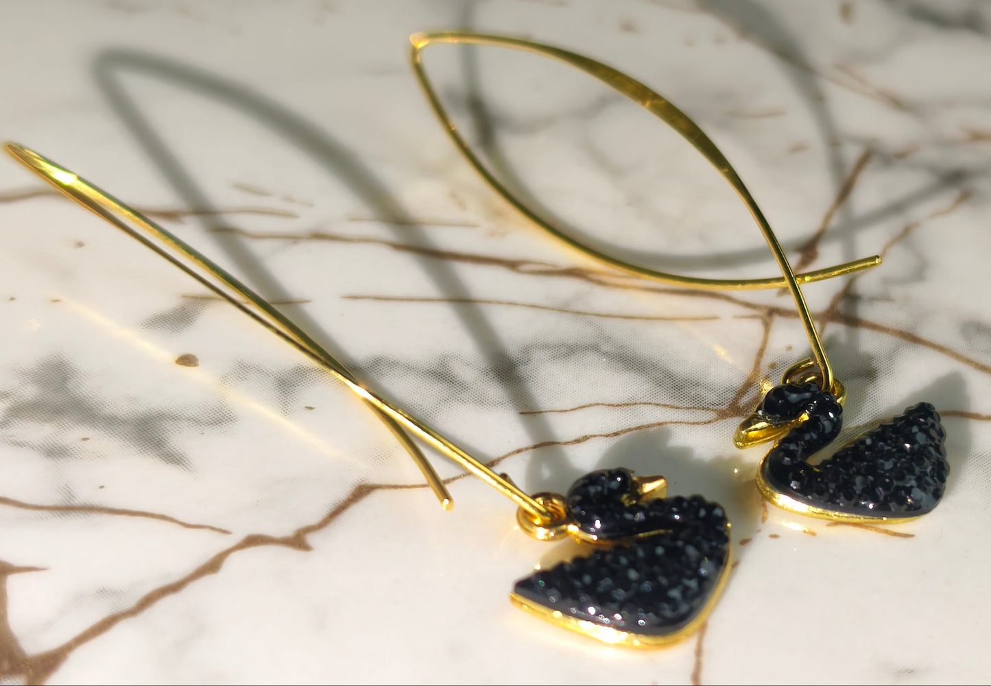 Black Swan Hoop Earrings